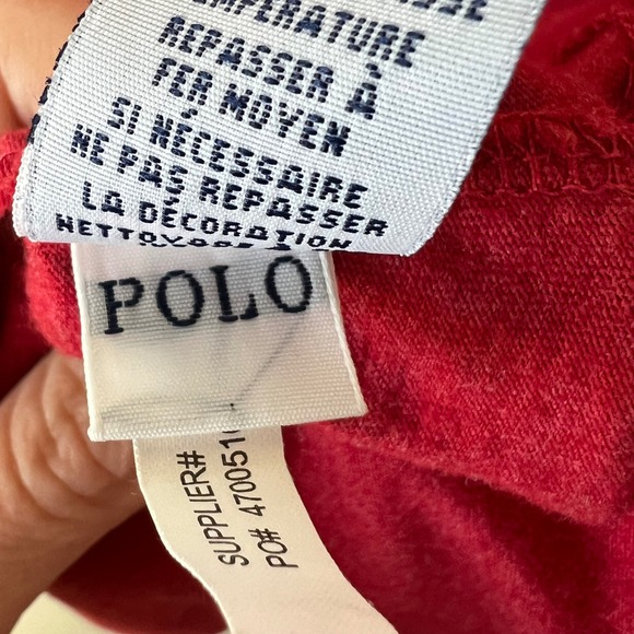 Polo Ralph Lauren Men L Long Sleeve Crew Neck T Shirt Red Dark Gray Lot 2 Cotton - Picture 15 of 16